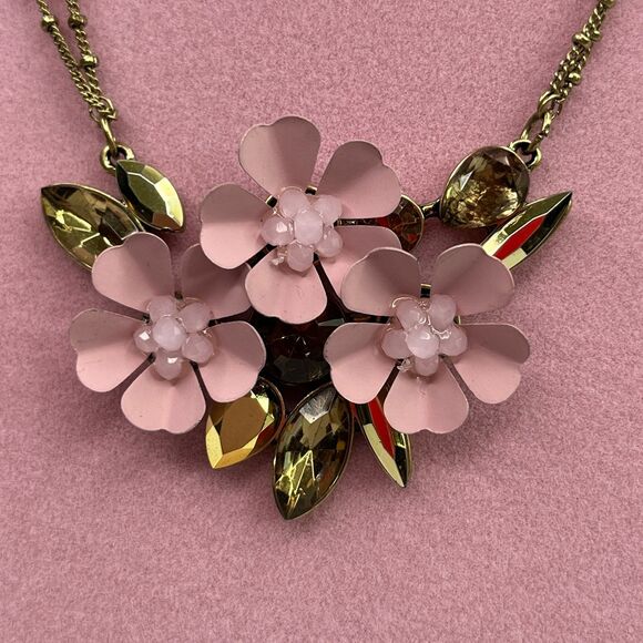 Necklace Simply Vera Wang Pink floral Rhinestones necklace #589 - Picture 7 of 10